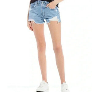 Levi's 501 Original High Rise Cuttoff Distressed  Shorts Blue Women's Size 31